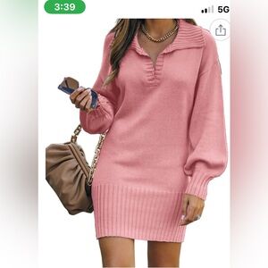 Pink Knit Sweater Dress